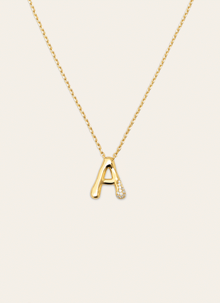 Collar Personalizado Letter Brillante Baño Oro