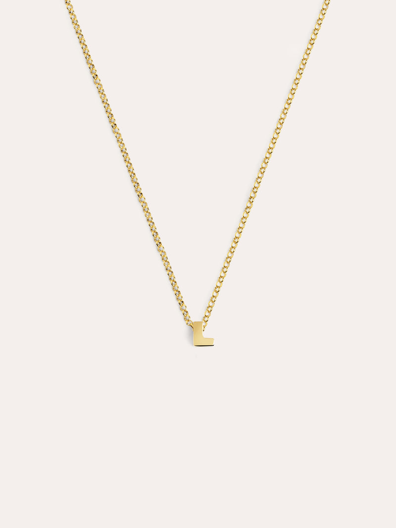 Collar Personalizado Single Letter Plata Baño Oro