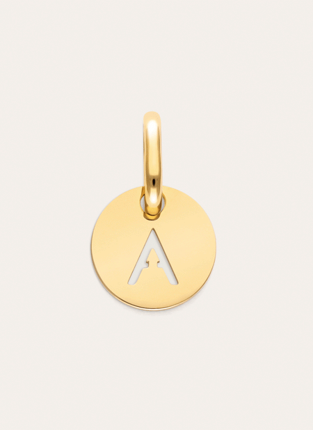 Charm Mini Medallion Letter Acier plaqué or