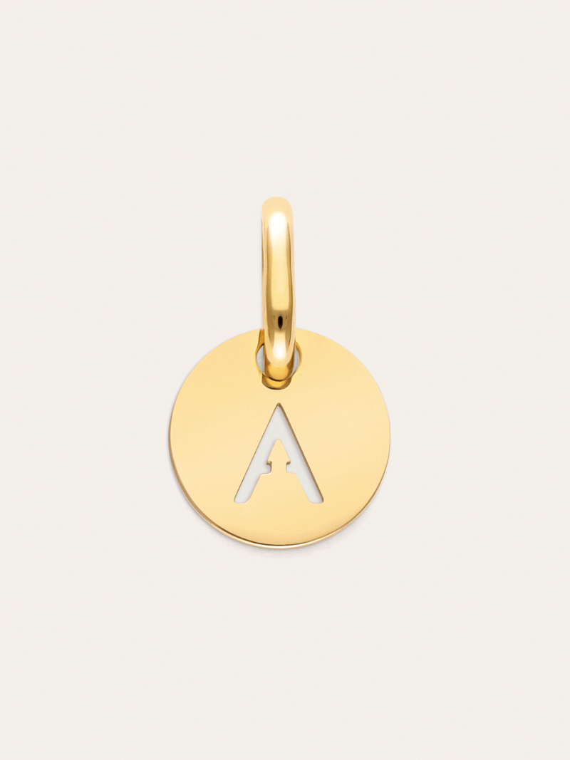 Charm Mini Medallion Letter Acier plaqué or