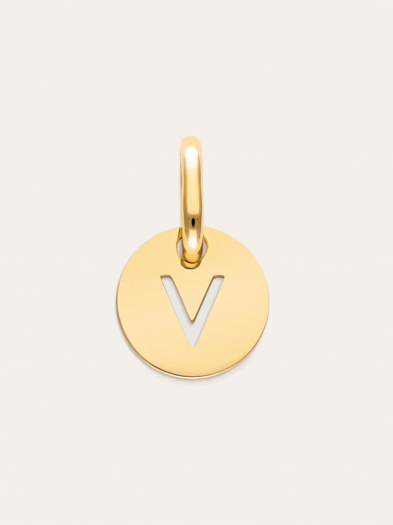 Charm Mini Medallion Letter Acier plaqué or