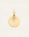 Charm Mini Medallion Letter Acier plaqué or