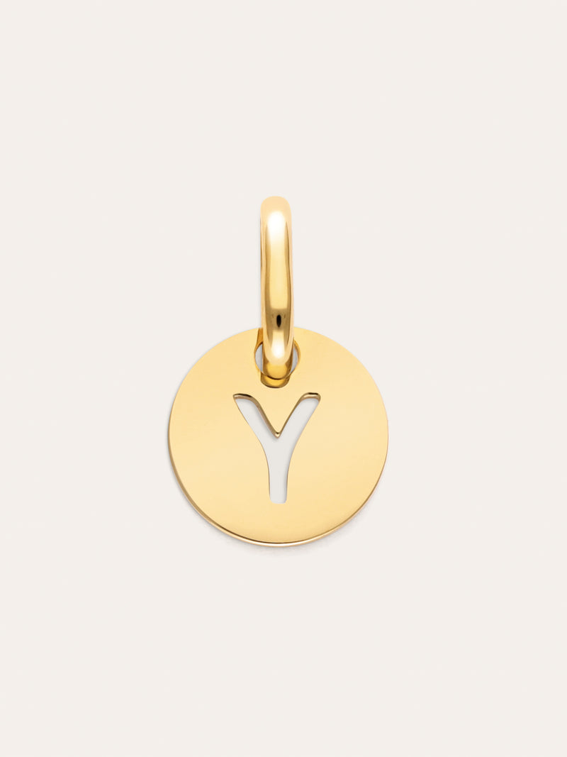 Charm Mini Medallion Letter Acier plaqué or
