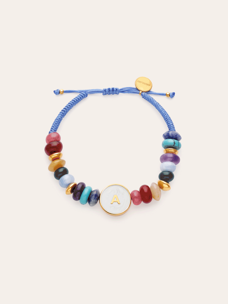 Bracelet Personnalisé Lettre Nacre Acier Plaqué Or