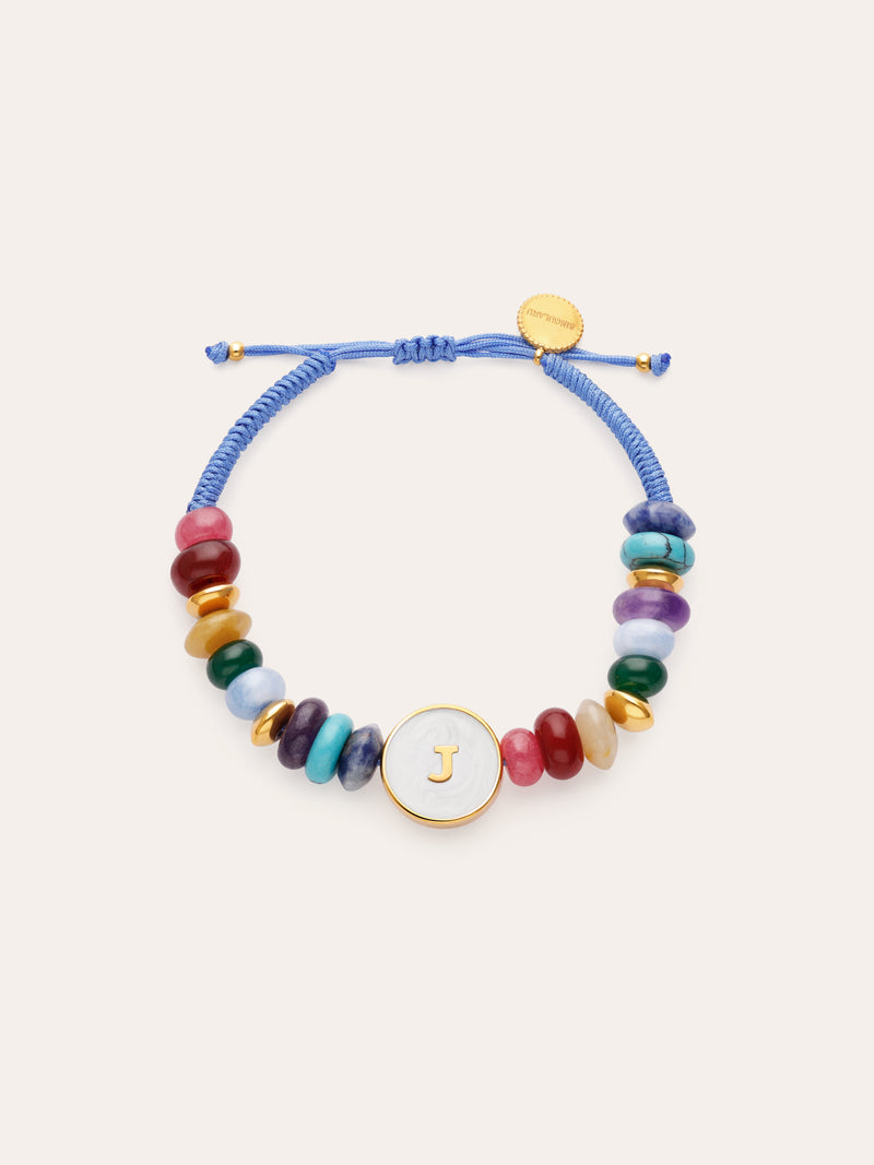 Bracelet Personnalisé Lettre Nacre Acier Plaqué Or