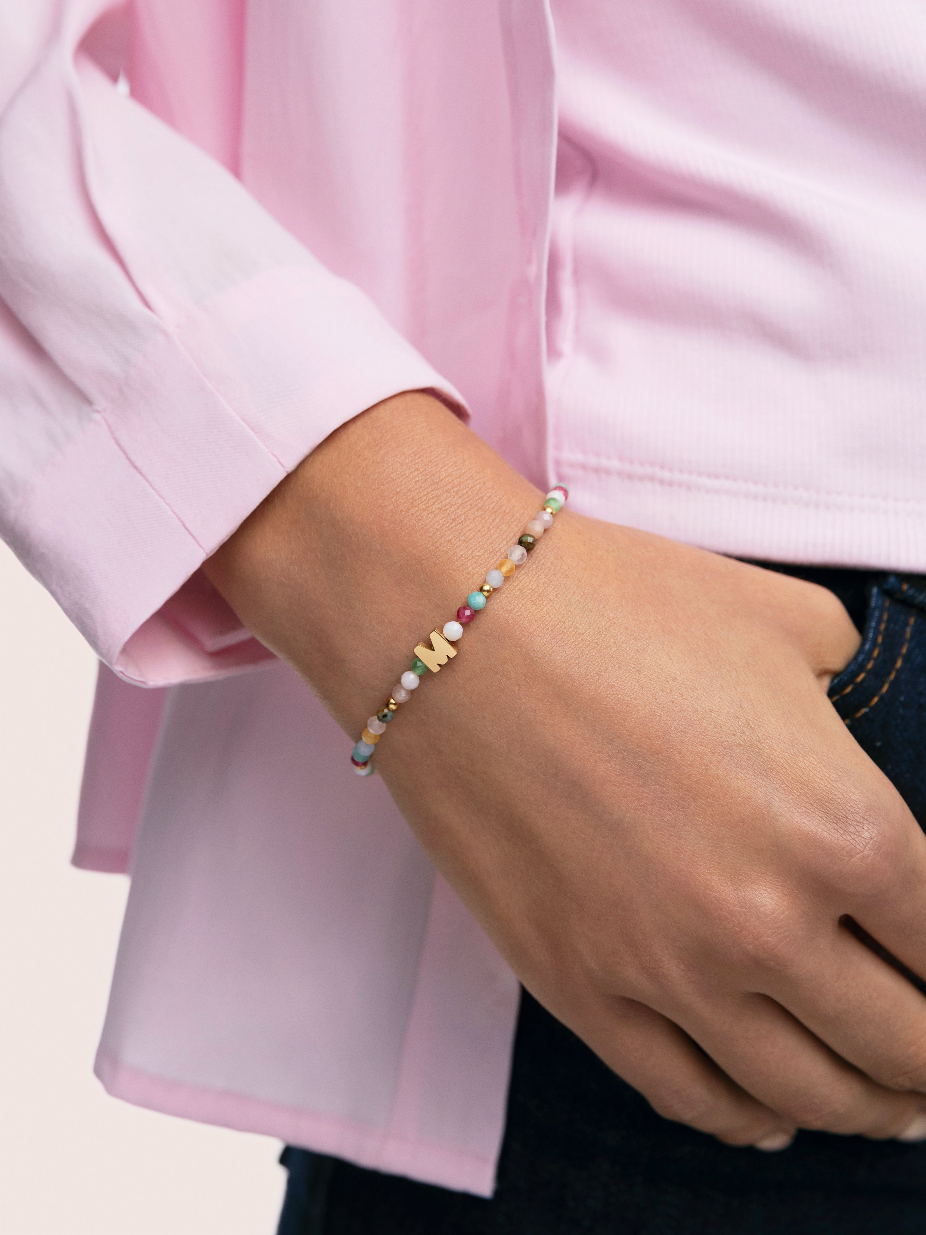 Personalisierte Letter Altea Armband Stahl, vergoldet