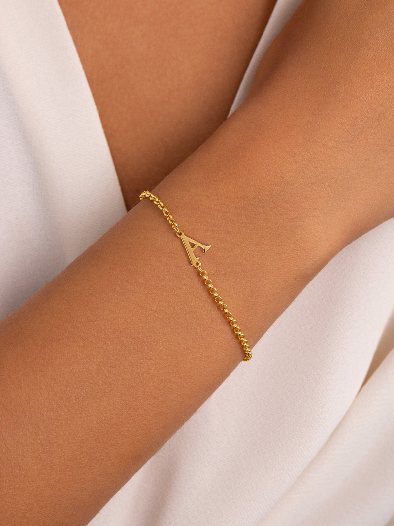 Single Letter armband van staal met gouden plating