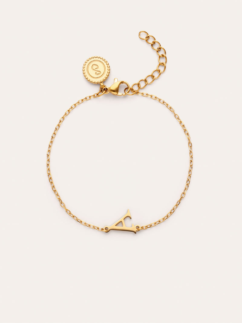 Single Letter armband van staal met gouden plating
