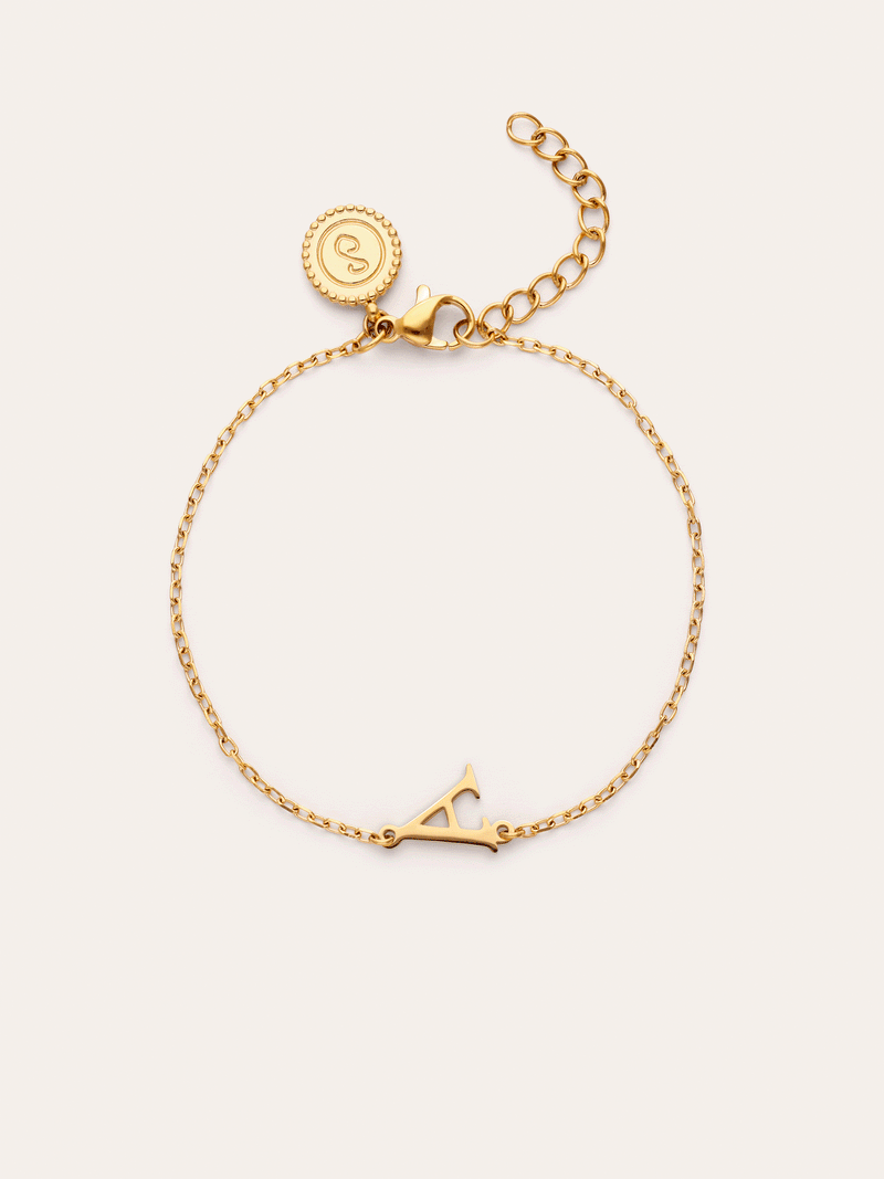 Single Letter armband van staal met gouden plating
