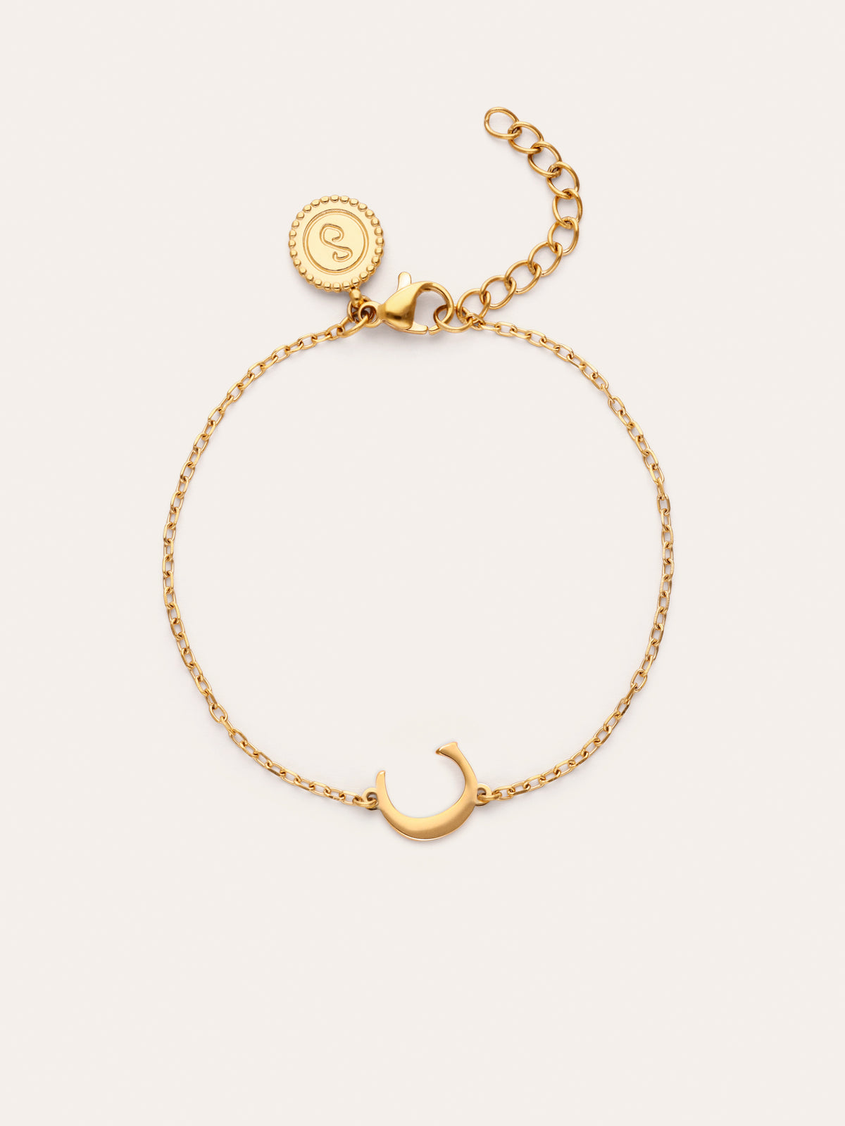 Single Letter armband van staal met gouden plating