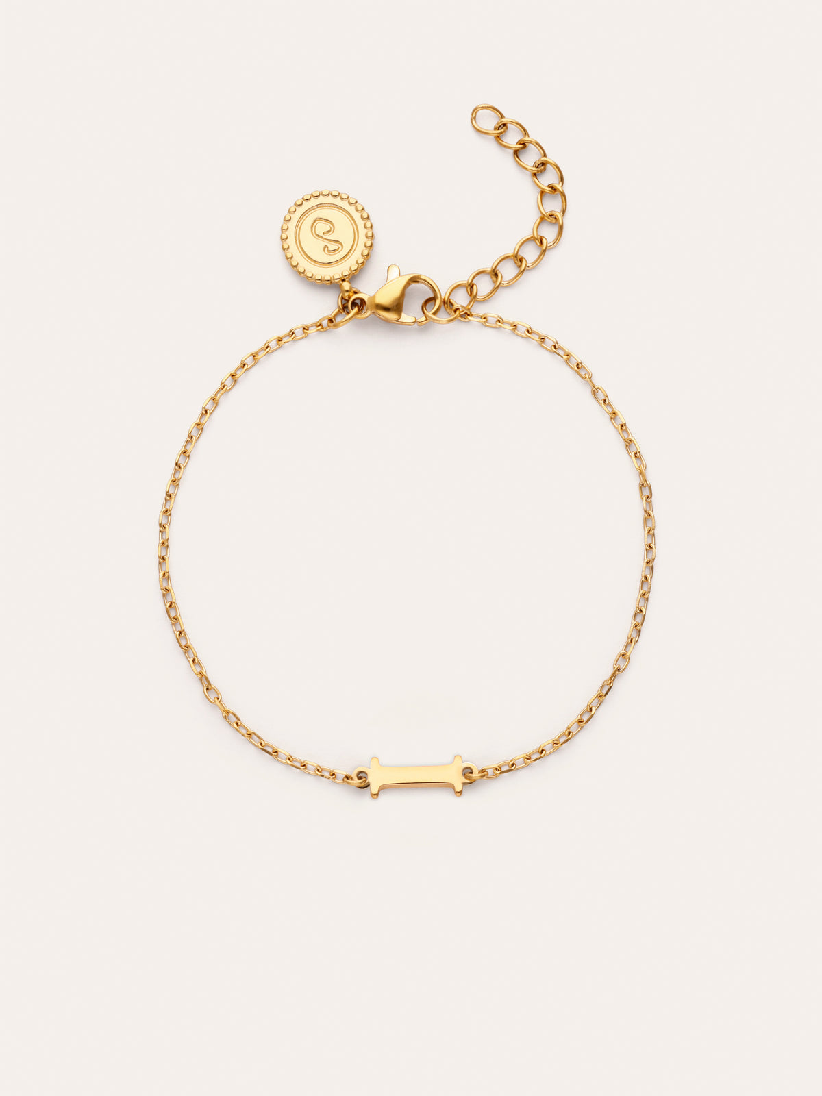 Single Letter armband van staal met gouden plating