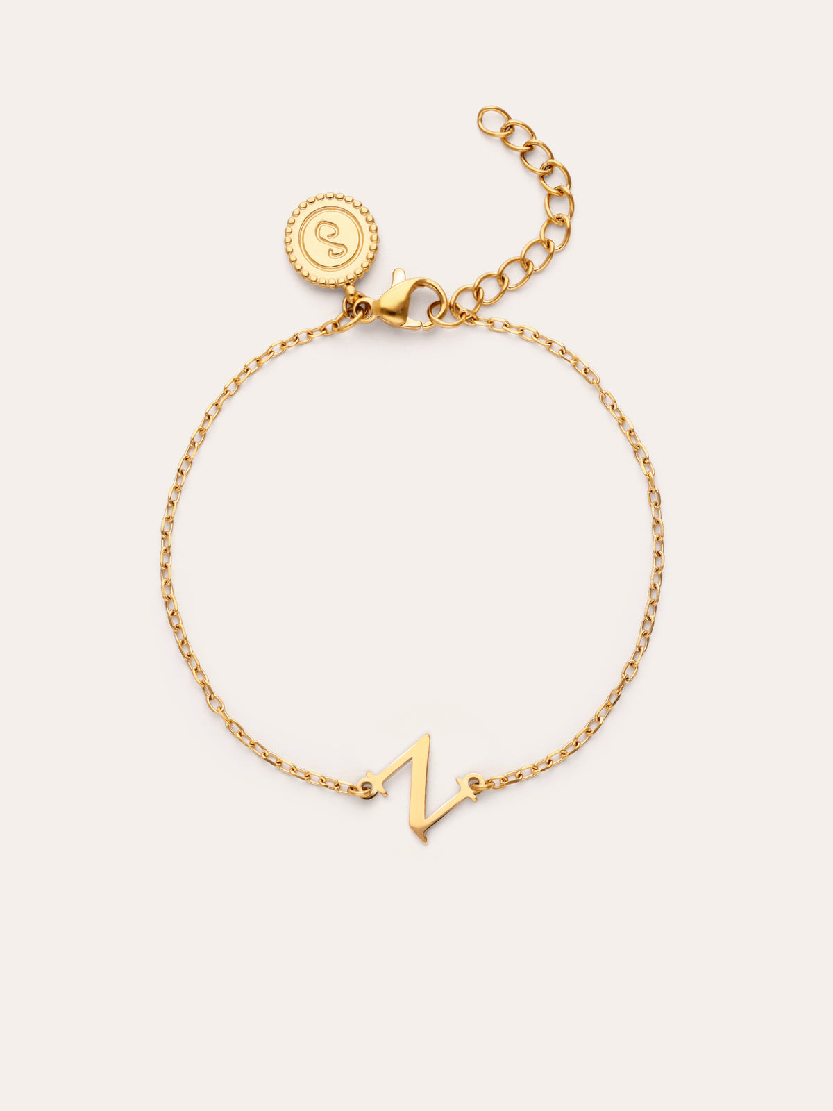 Single Letter armband van staal met gouden plating