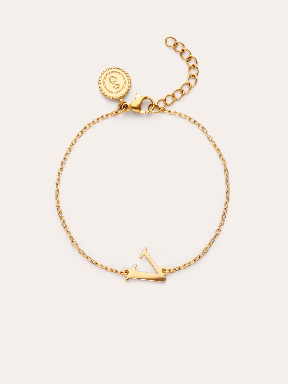 Single Letter armband van staal met gouden plating