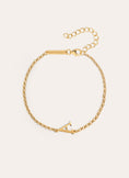 Pulsera Single Letter Plata Baño Oro