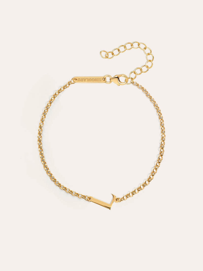 Pulsera Single Letter Plata Baño Oro