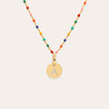 Personalized Necklace Colors Enamel Letter 18kt Gold Plated
