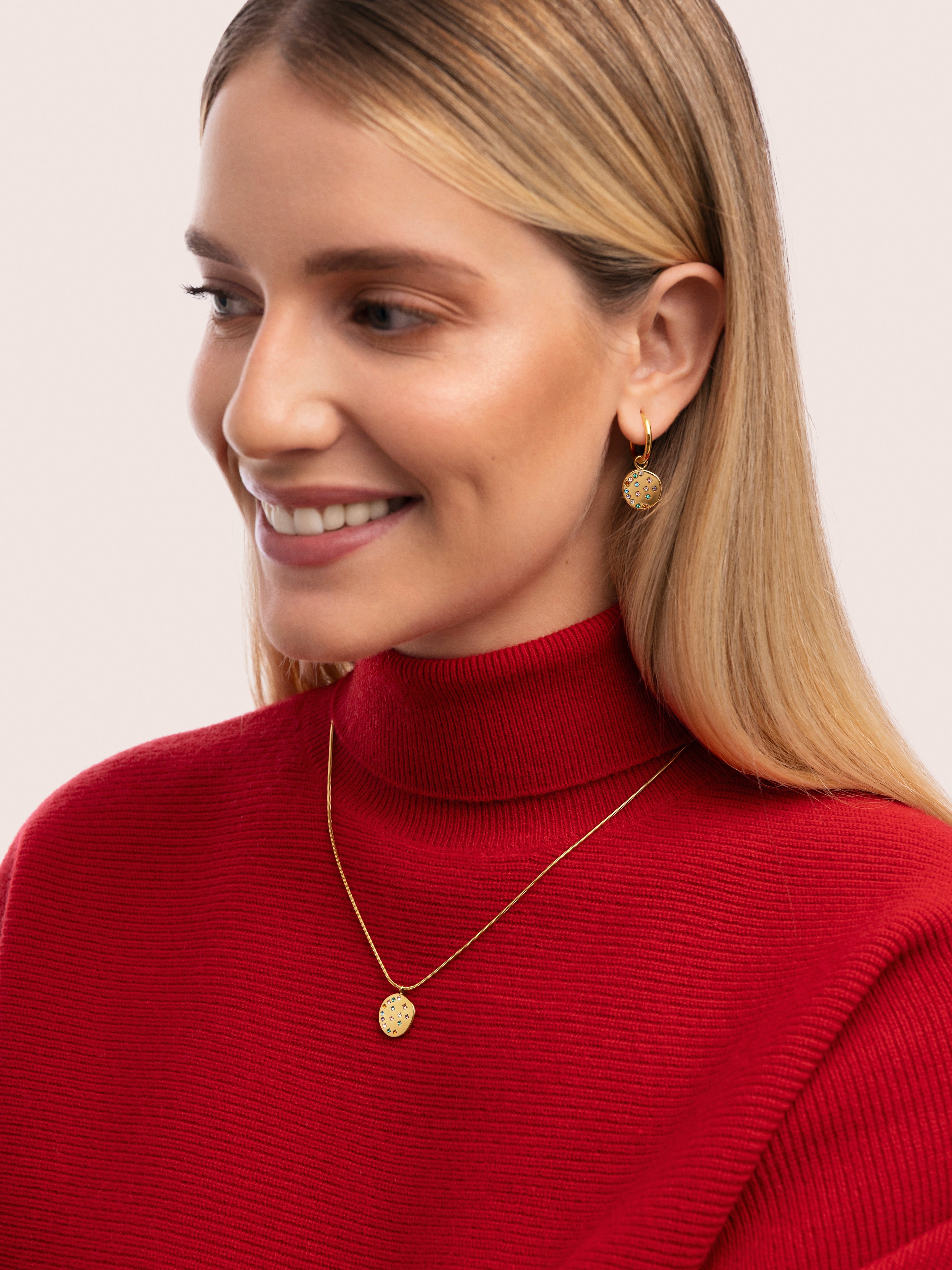 Pack Regalo Collar y Pendientes Bling Rainbow Acero Baño Oro