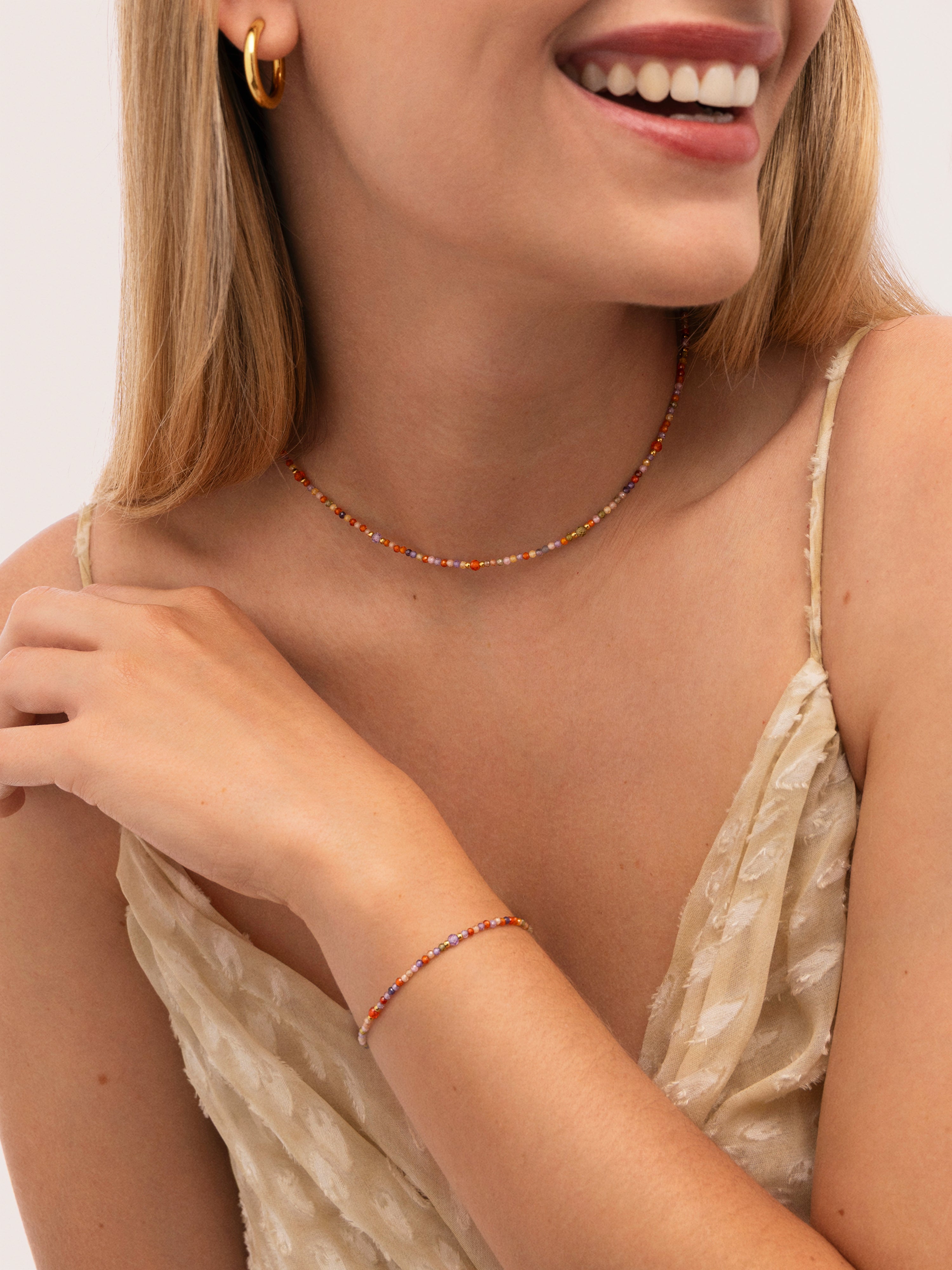 Pack Cadeau Collier et Bracelet Crystal Summer Acier Plaqué Or