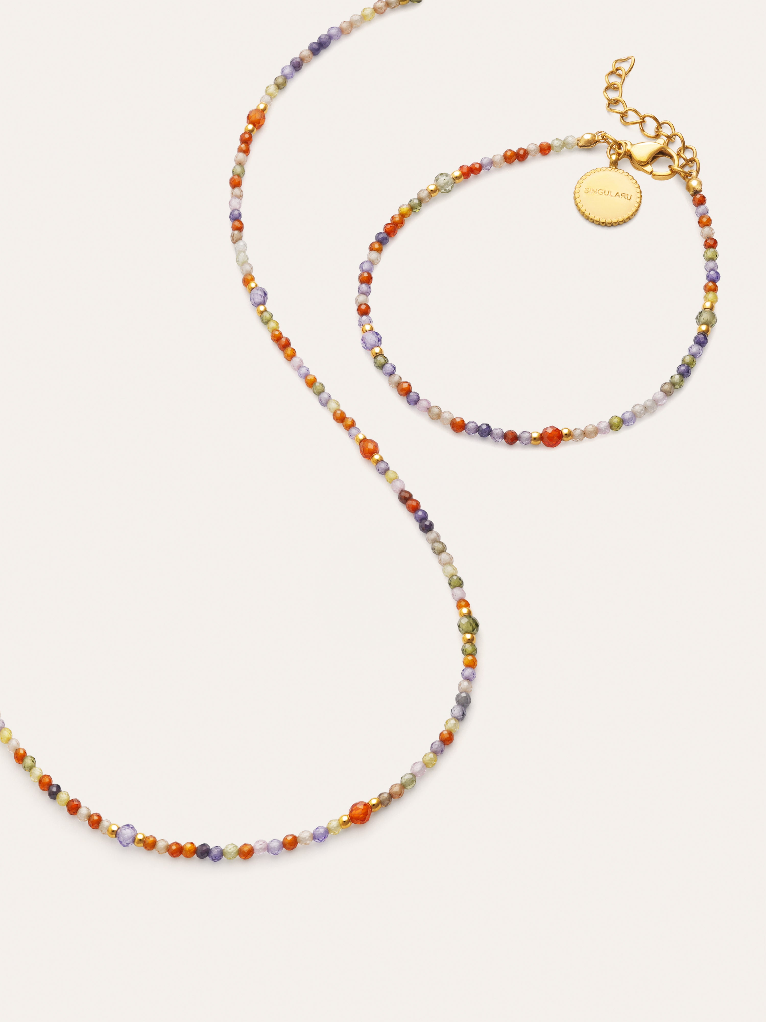 Pack Cadeau Collier et Bracelet Crystal Summer Acier Plaqué Or