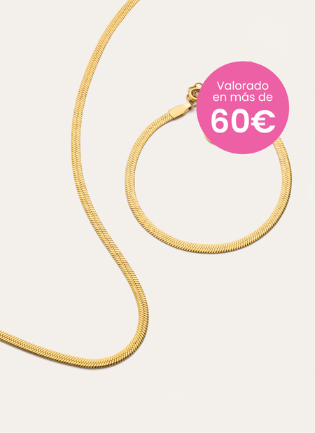 Pack Regalo Collar y Pulsera Lisse S Acero Baño Oro