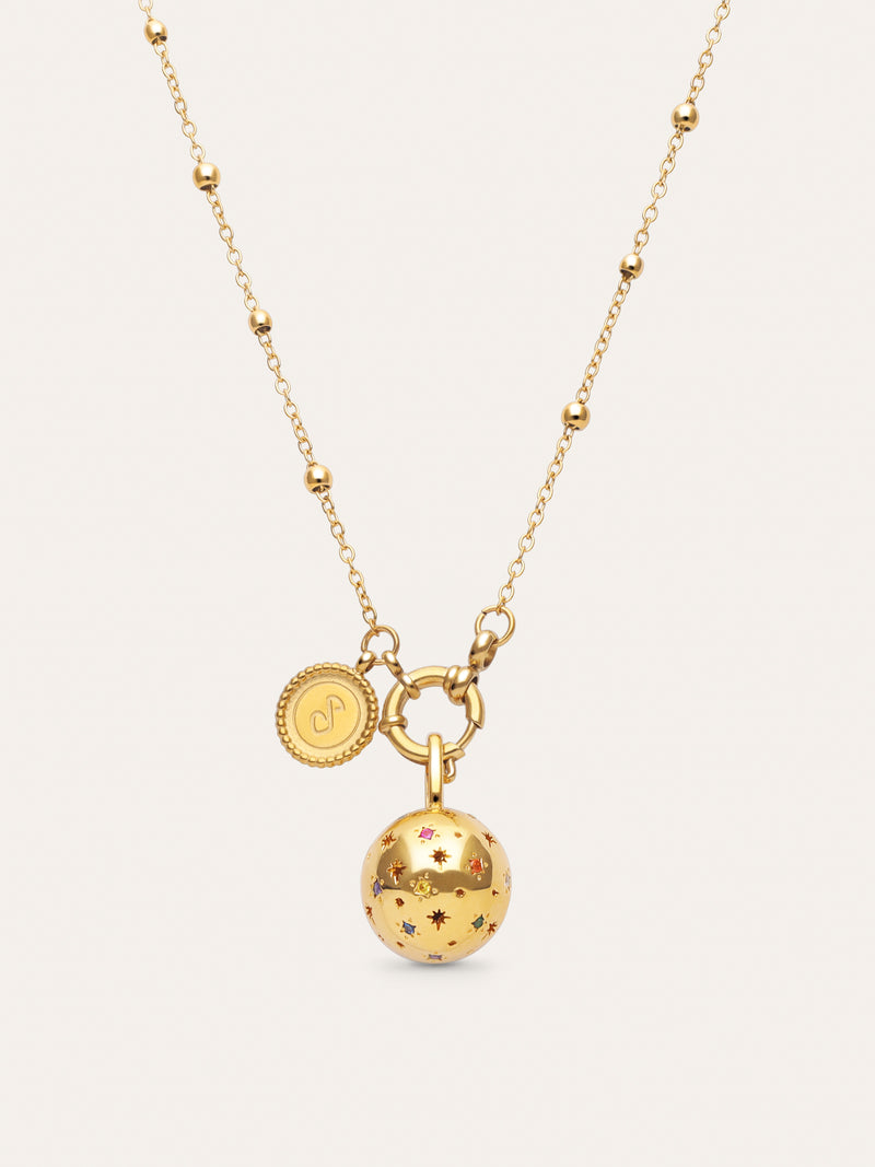 Pack Regalo Collar Long Dots y Charm Llamador de Ángeles Baño Oro