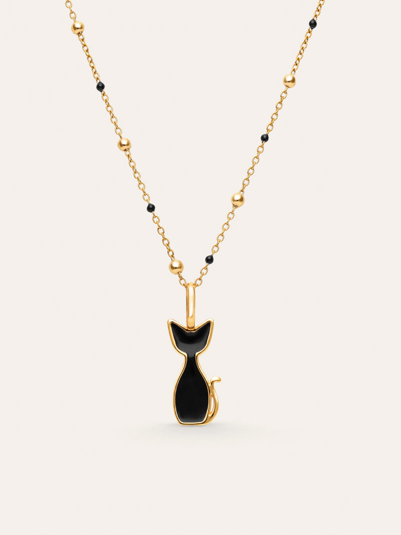 Geschenkset Halskette Dots L Black und Charm Salem mit Goldbeschichtung