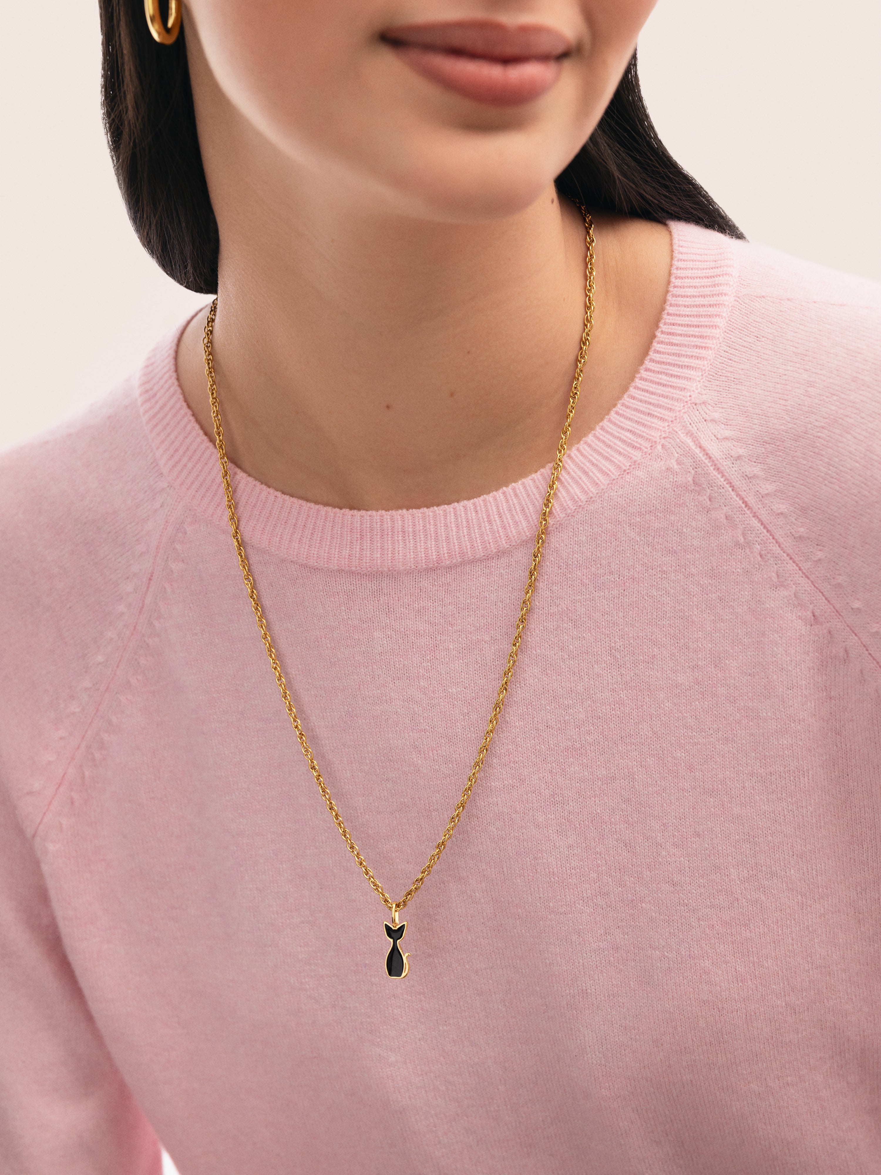 Salem Cat Enamel Black Gold Charm