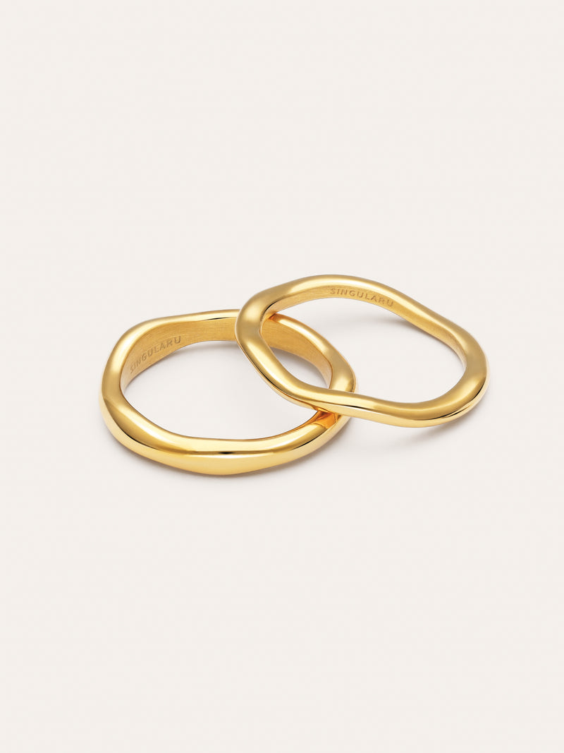 Pack 2 Anillos Nea Acero Baño Oro