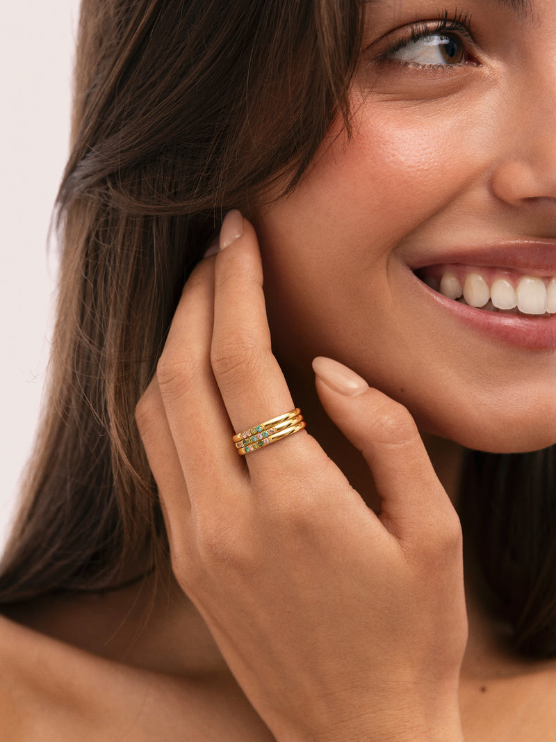3er-Pack Odisea Colors Ringe aus Stahl mit 18kt Goldbeschichtung
