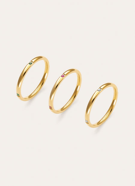 Set da 3 Anelli Palmar Colors Acciaio Placcato Oro