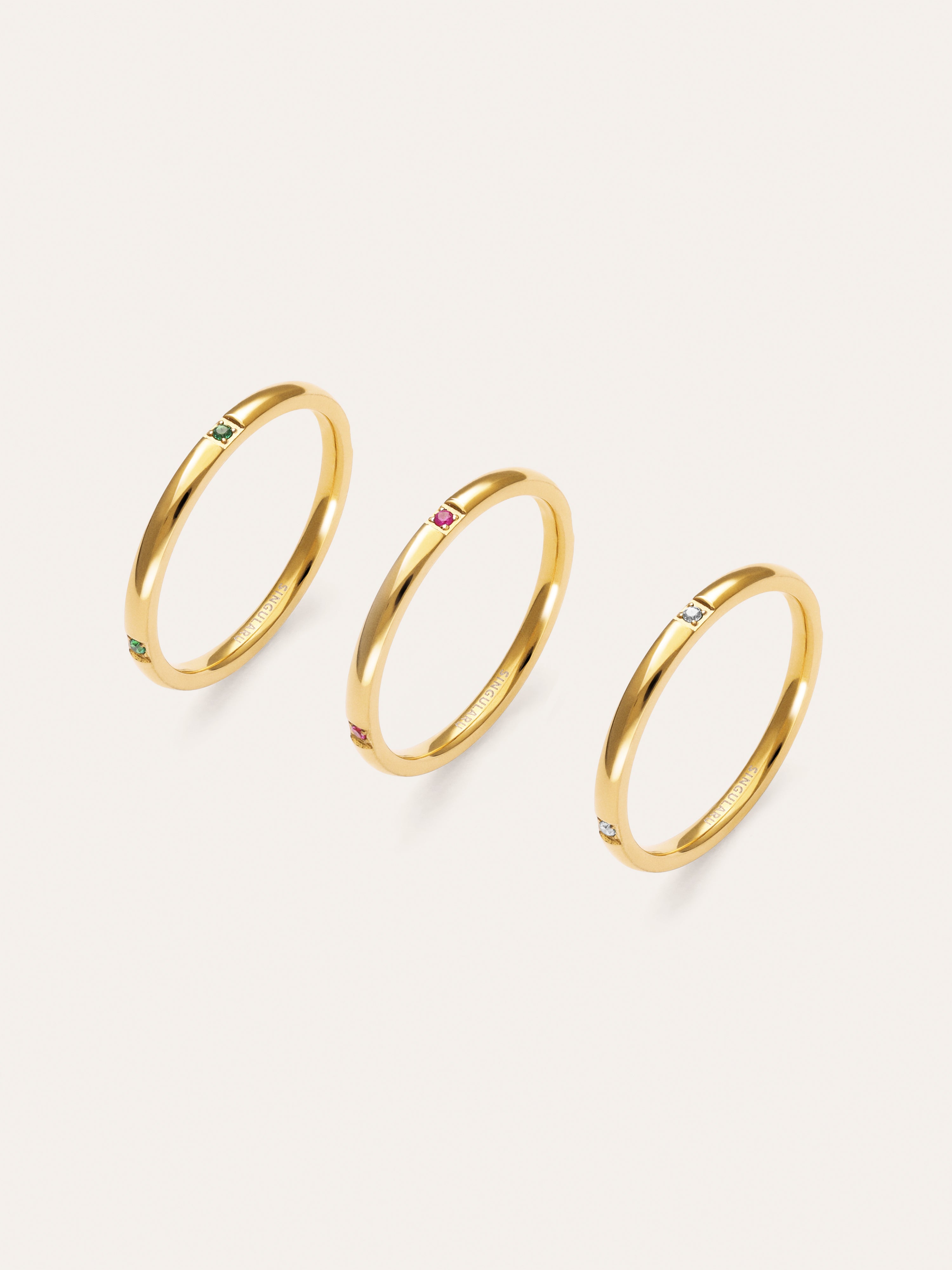 Set da 3 Anelli Palmar Colors Acciaio Placcato Oro