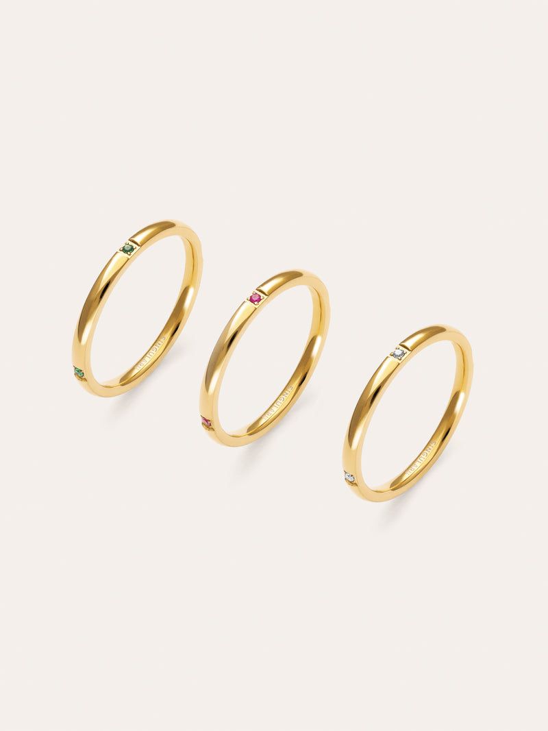 Set da 3 Anelli Palmar Colors Acciaio Placcato Oro