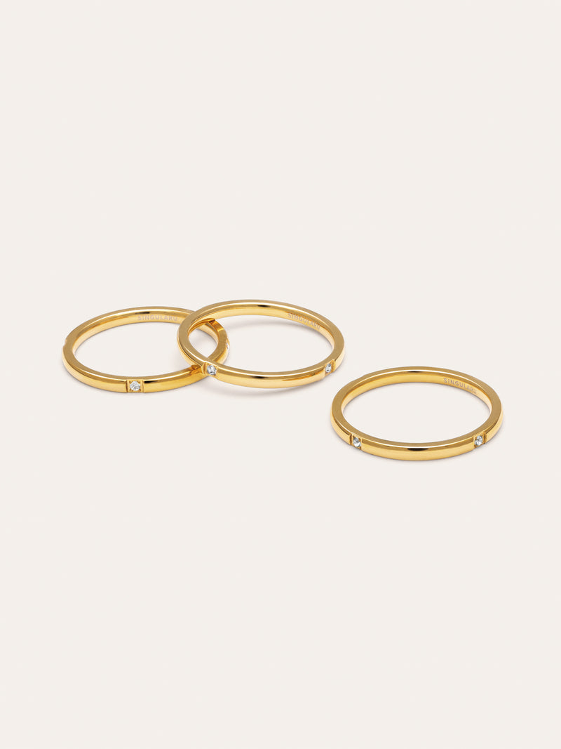 3 Ring Set Palmar Spark Steel Gold Plated