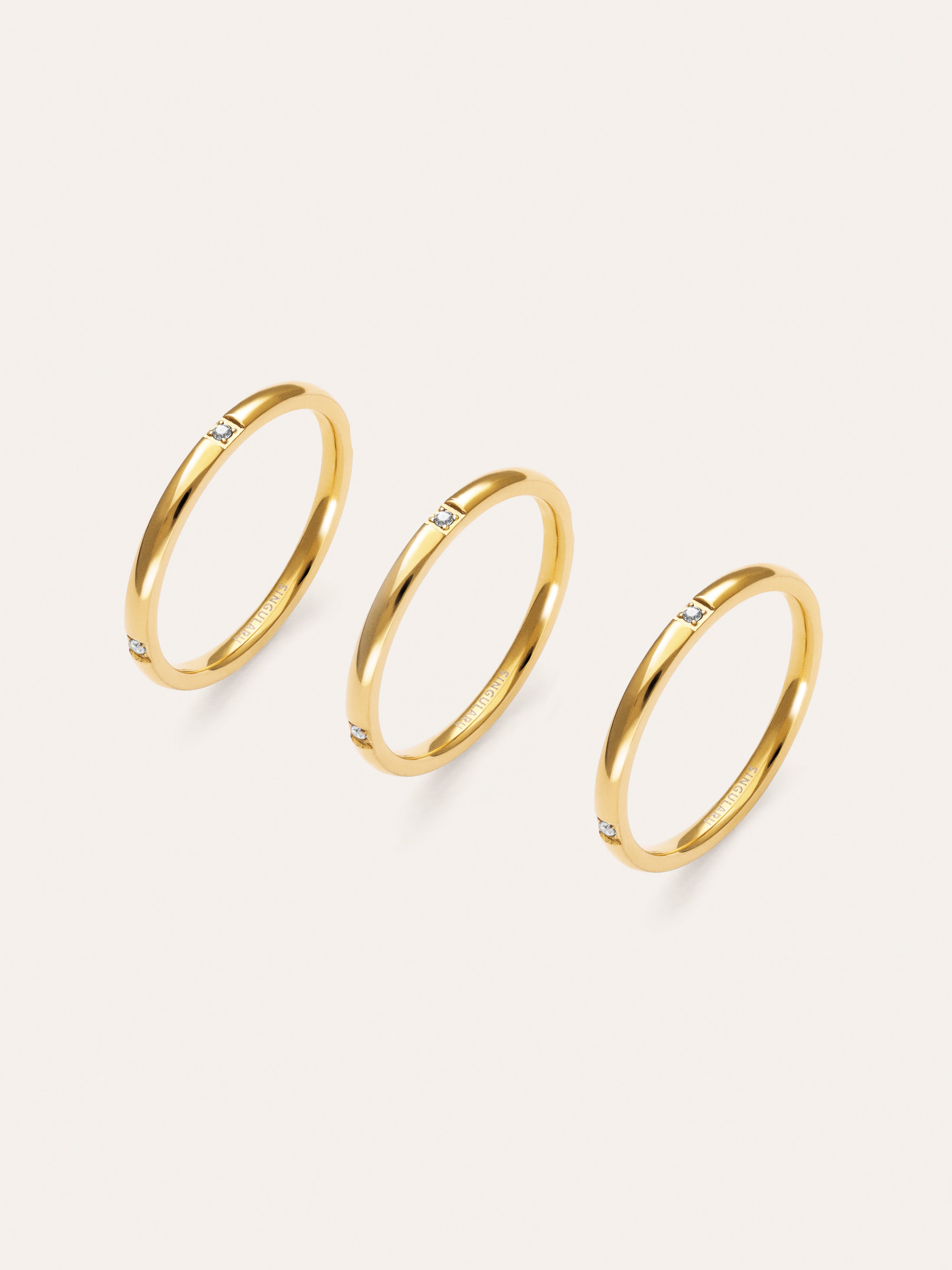 3 Ring Set Palmar Spark Steel Gold Plated