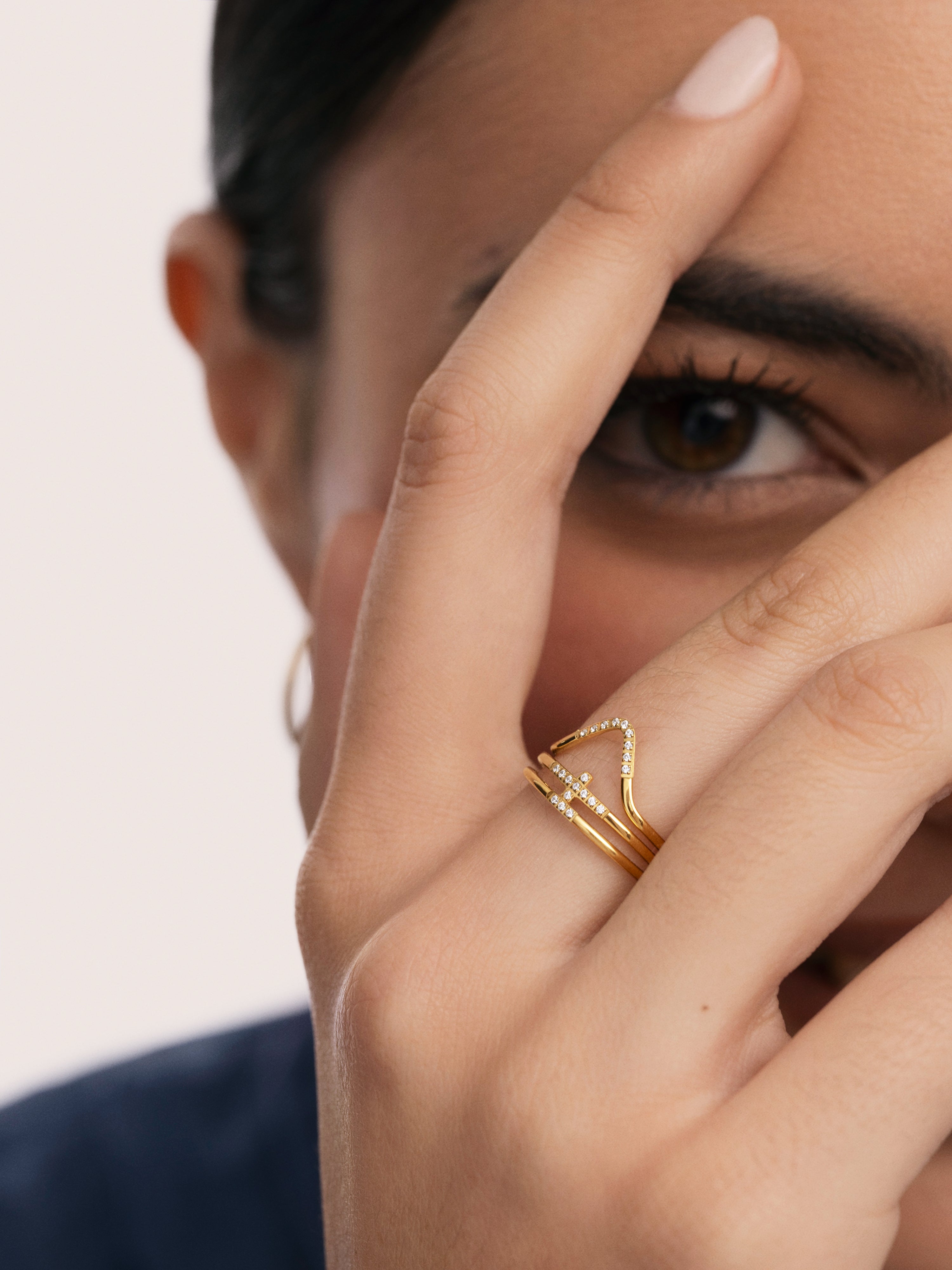 Sparks Ring-Set (3er-Pack), Edelstahl vergoldet