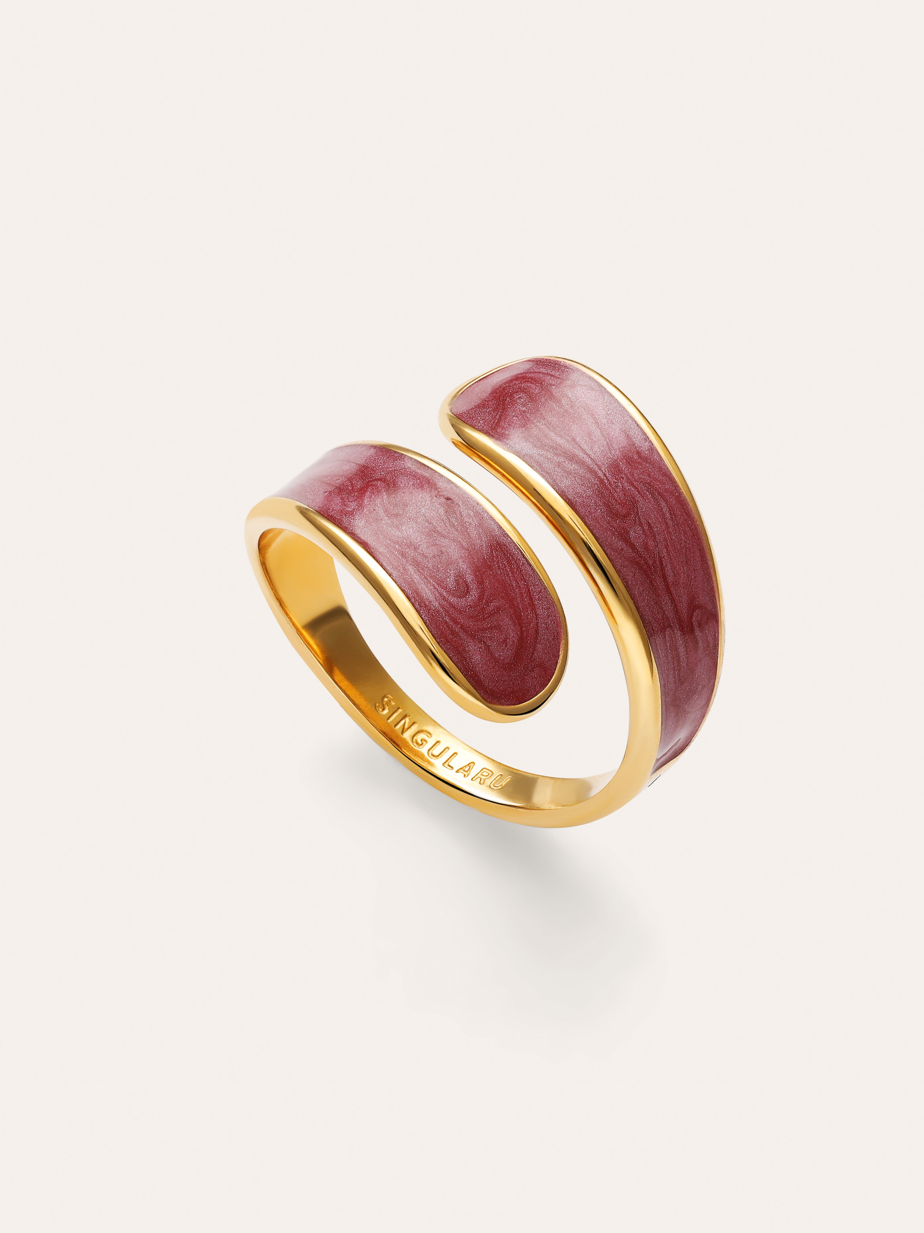 Abbraccio Granat Ring Stahl, vergoldet