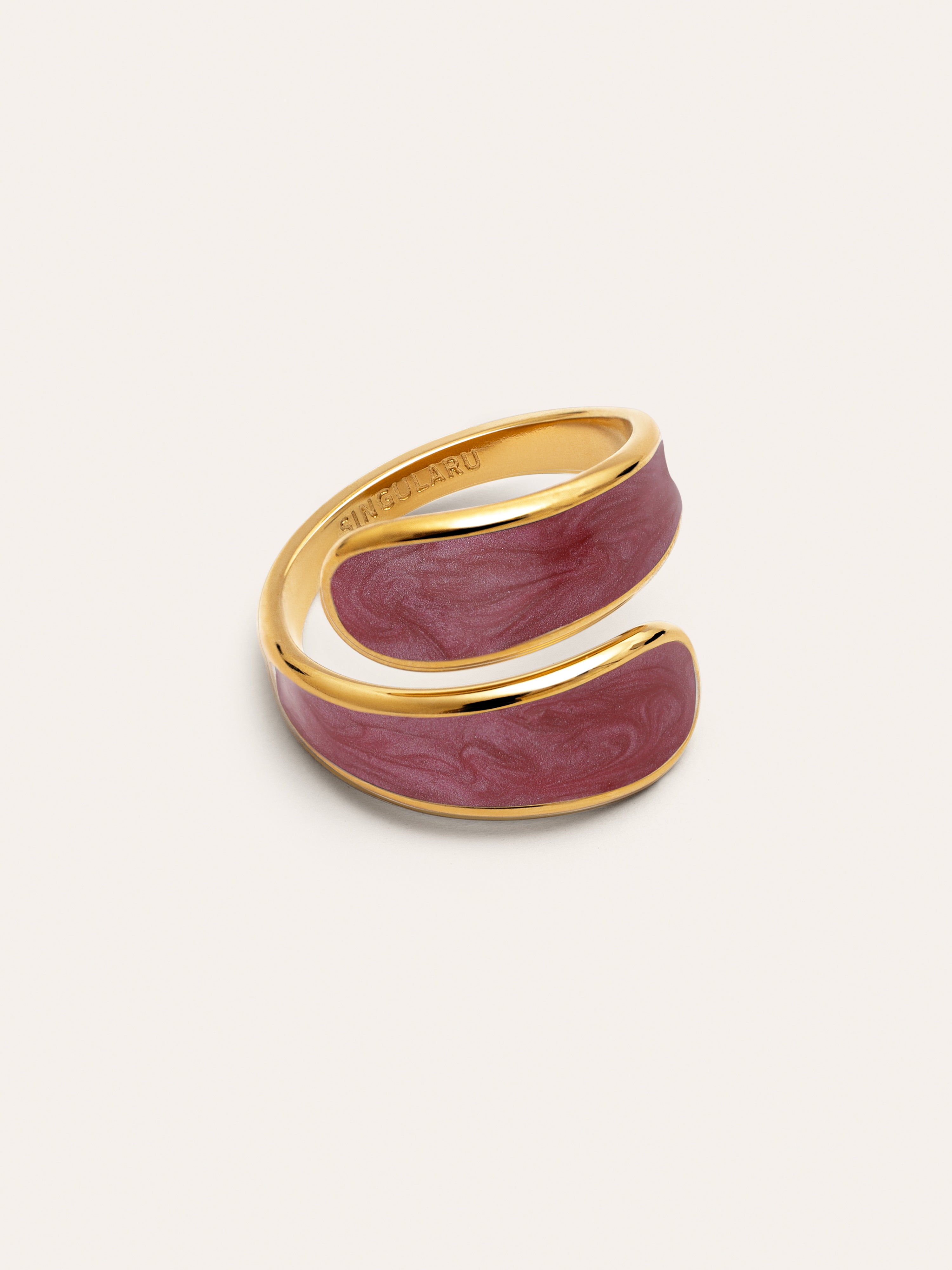 Abbraccio Granat Ring Stahl, vergoldet