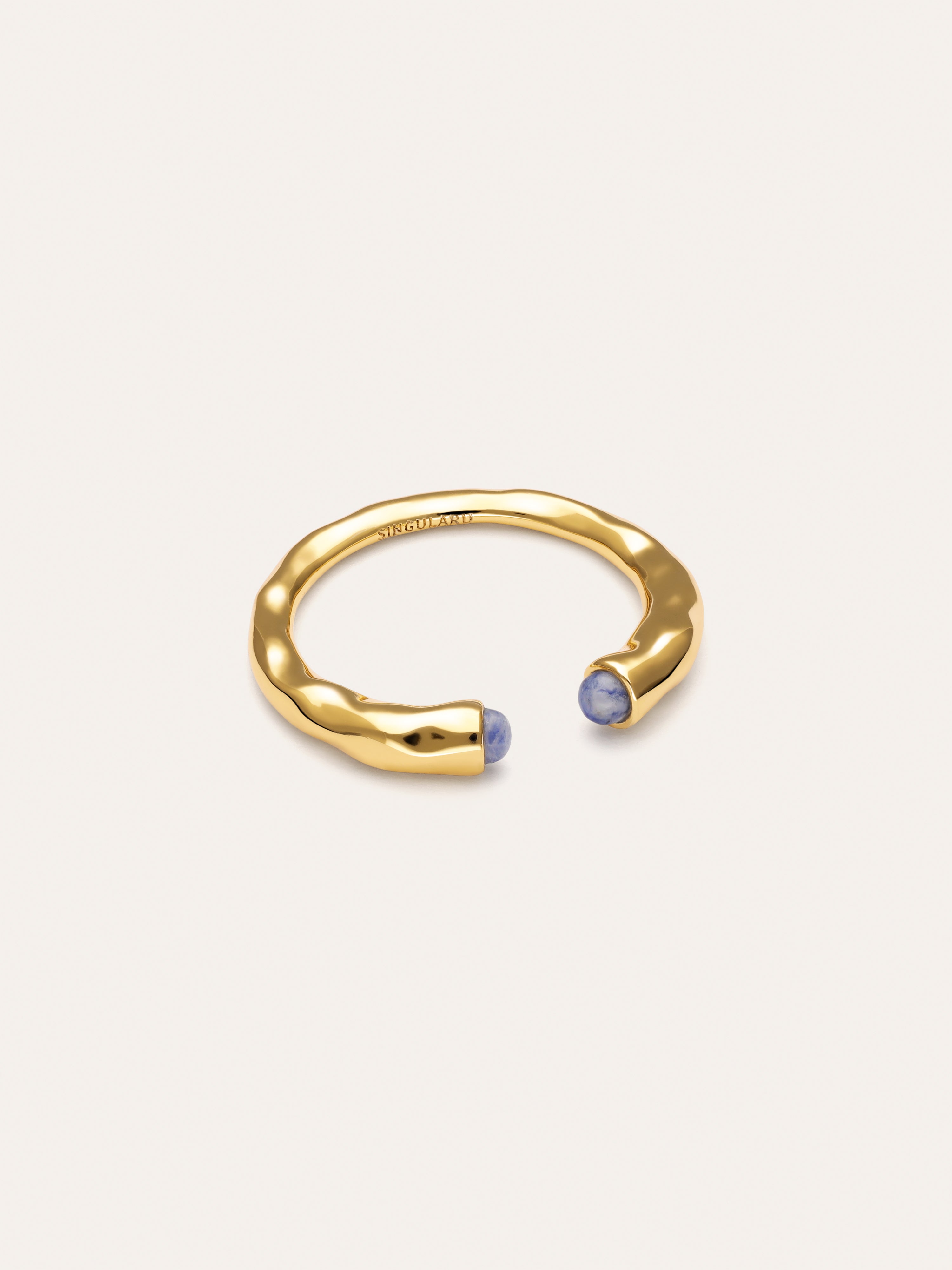 Anillo Cane Cianita Baño Oro