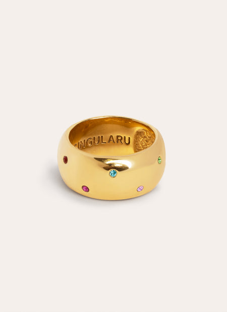 Bague Curve Rainbow Acier plaqué or