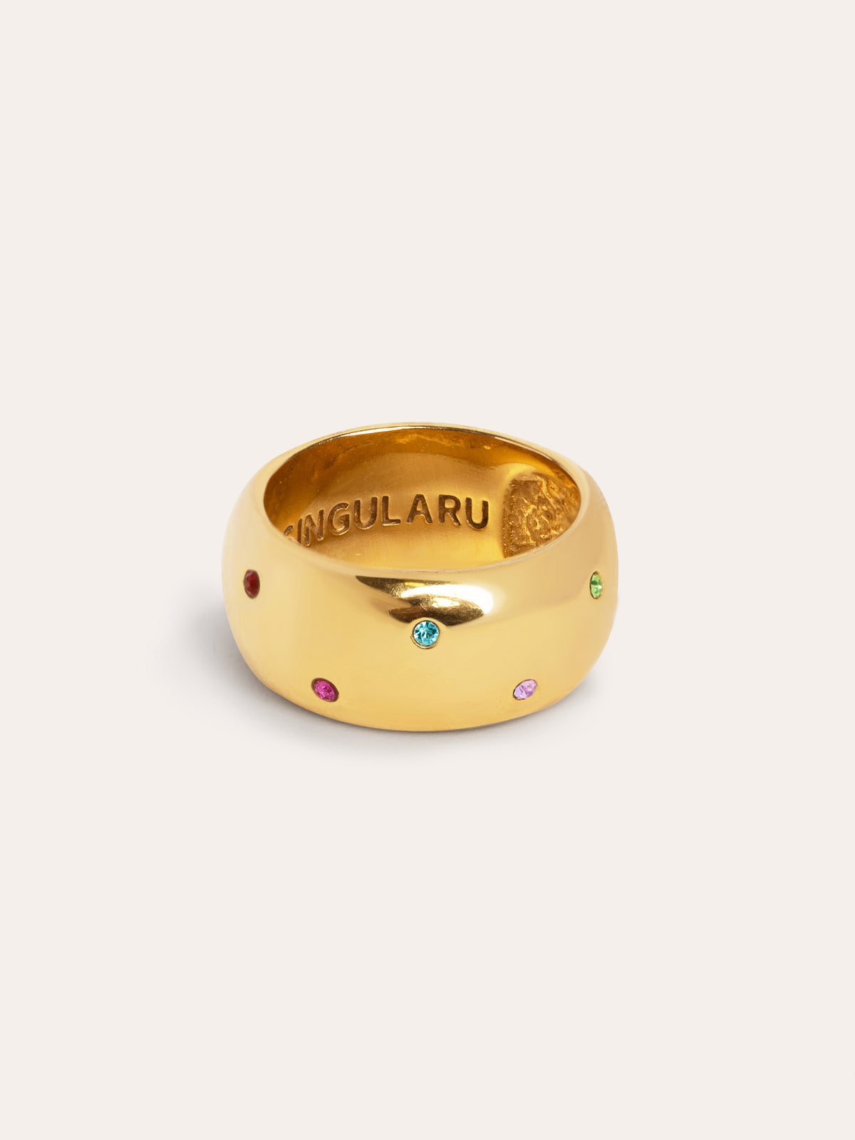 Curve Rainbow Ring van Staal met Goudkleurige coating