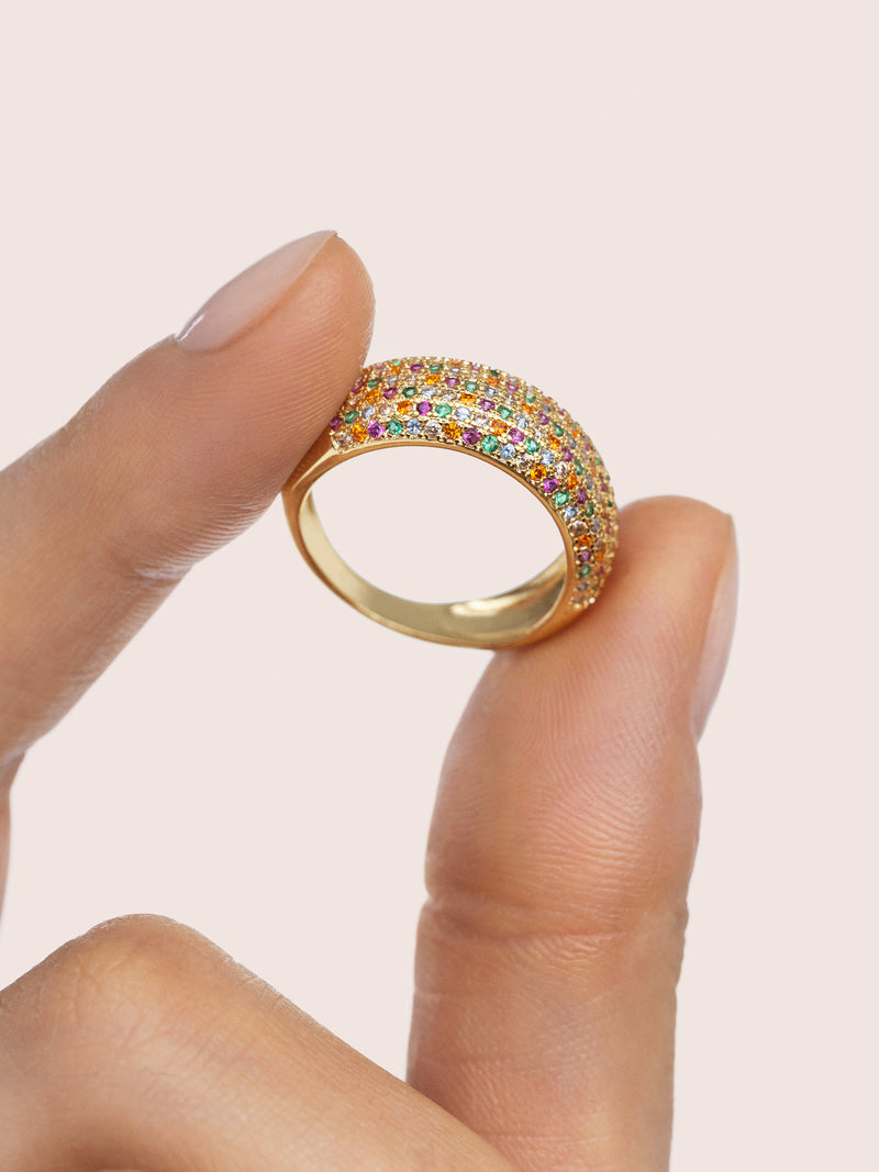 Dancing Colors Gold Plated Ring