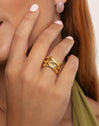 Double-Cross-Ring aus Stahl mit 18-karätiger Goldbeschichtung