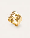 Double-Cross-Ring aus Stahl mit 18-karätiger Goldbeschichtung