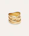 Double-Cross-Ring aus Stahl mit 18-karätiger Goldbeschichtung
