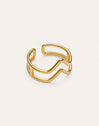 Bague Double Peak Acier Plaqué Or