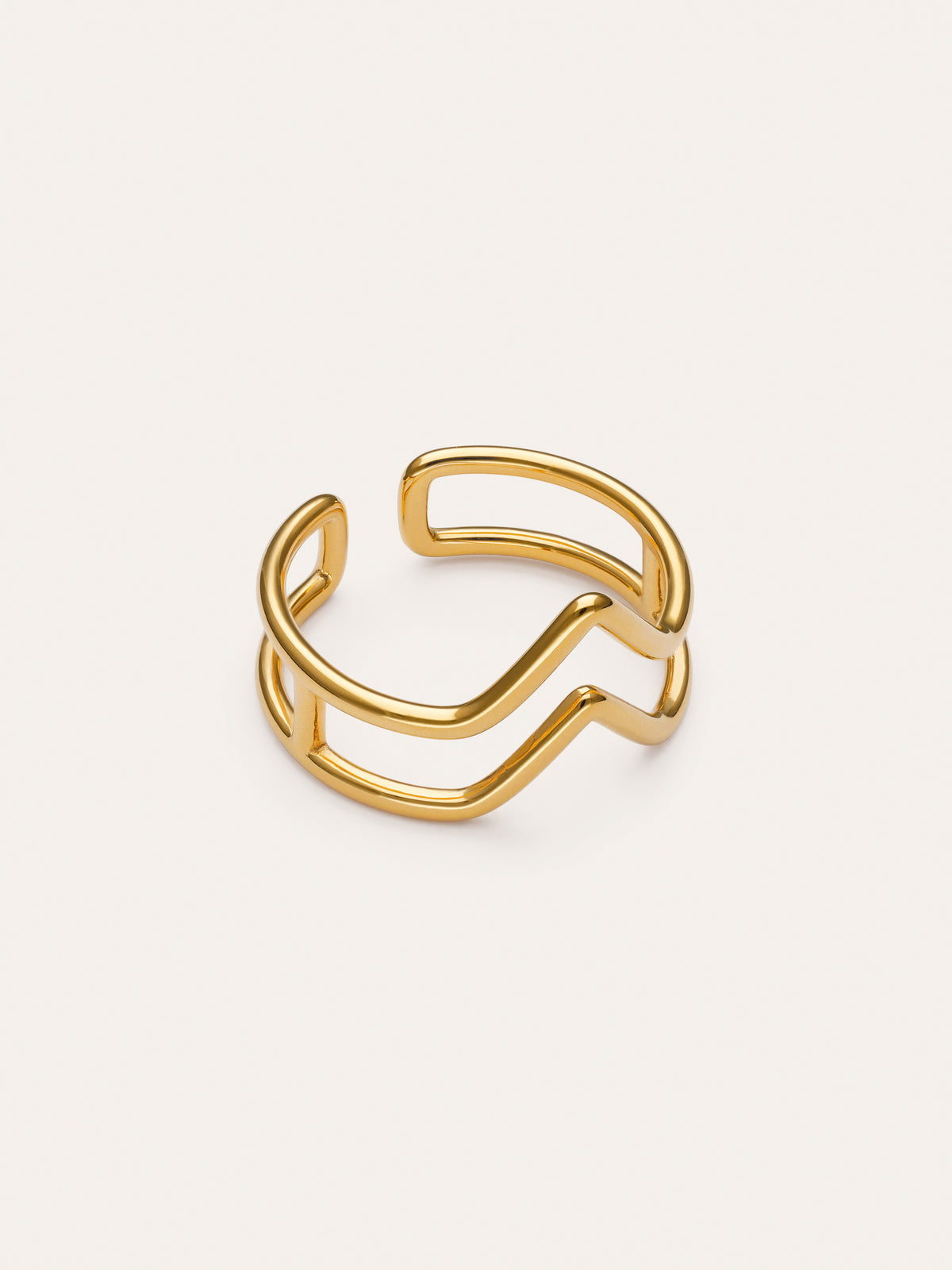 Bague Double Peak Acier Plaqué Or