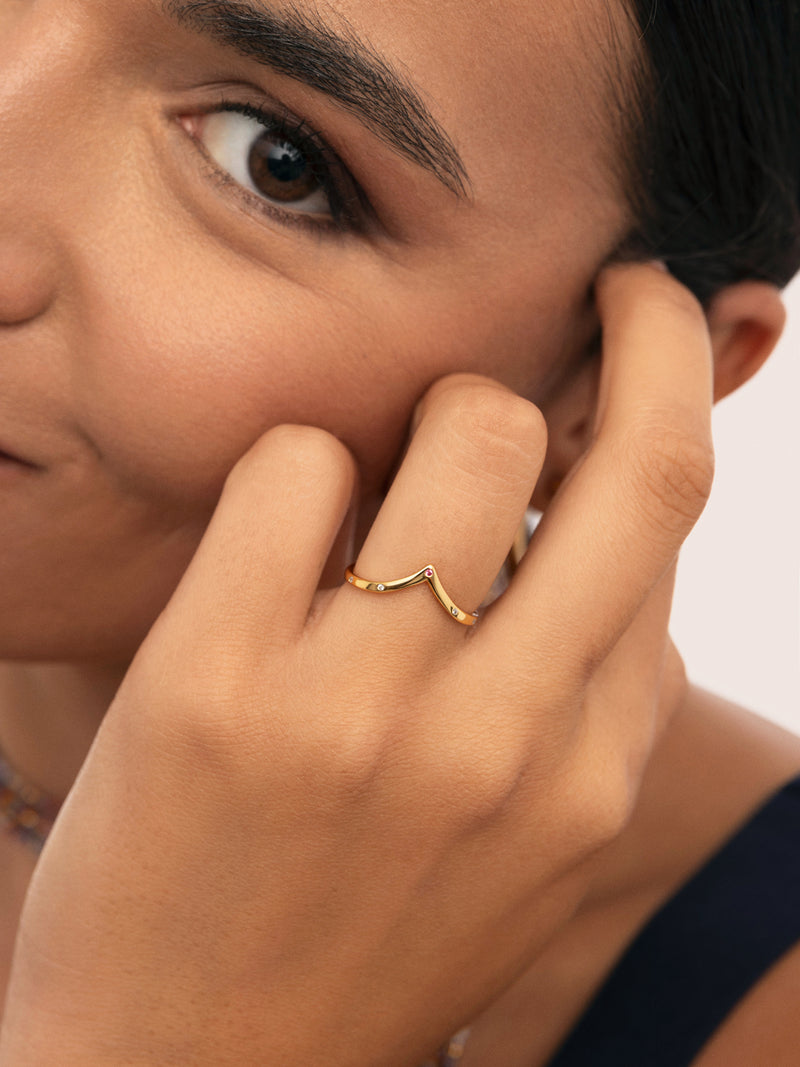 Bague Double Peak Rose Plaqué Or