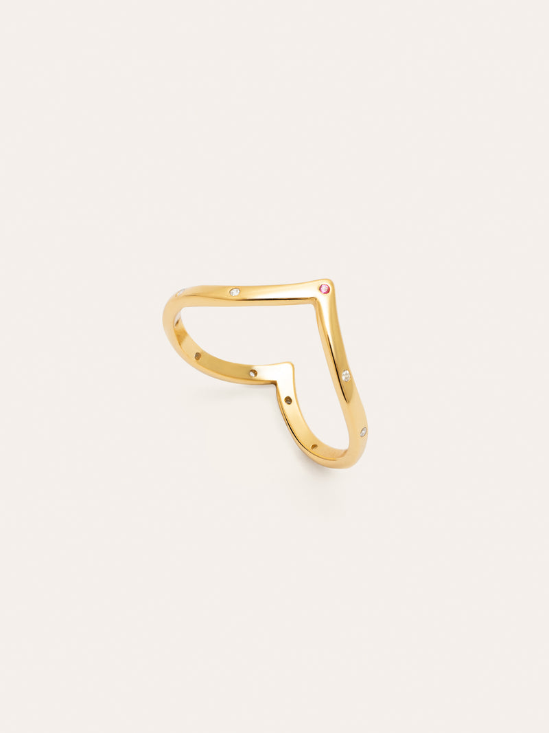 Bague Double Peak Rose Plaqué Or