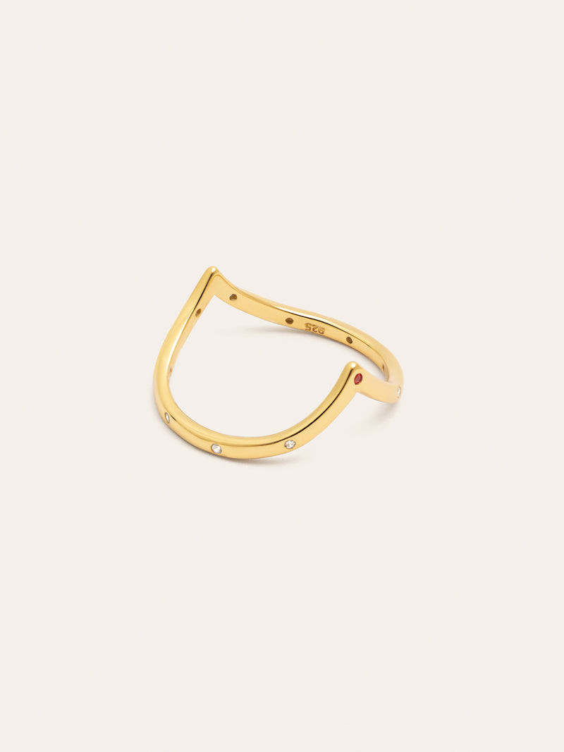 Anillo Doble Peak Pink Plata Baño Oro