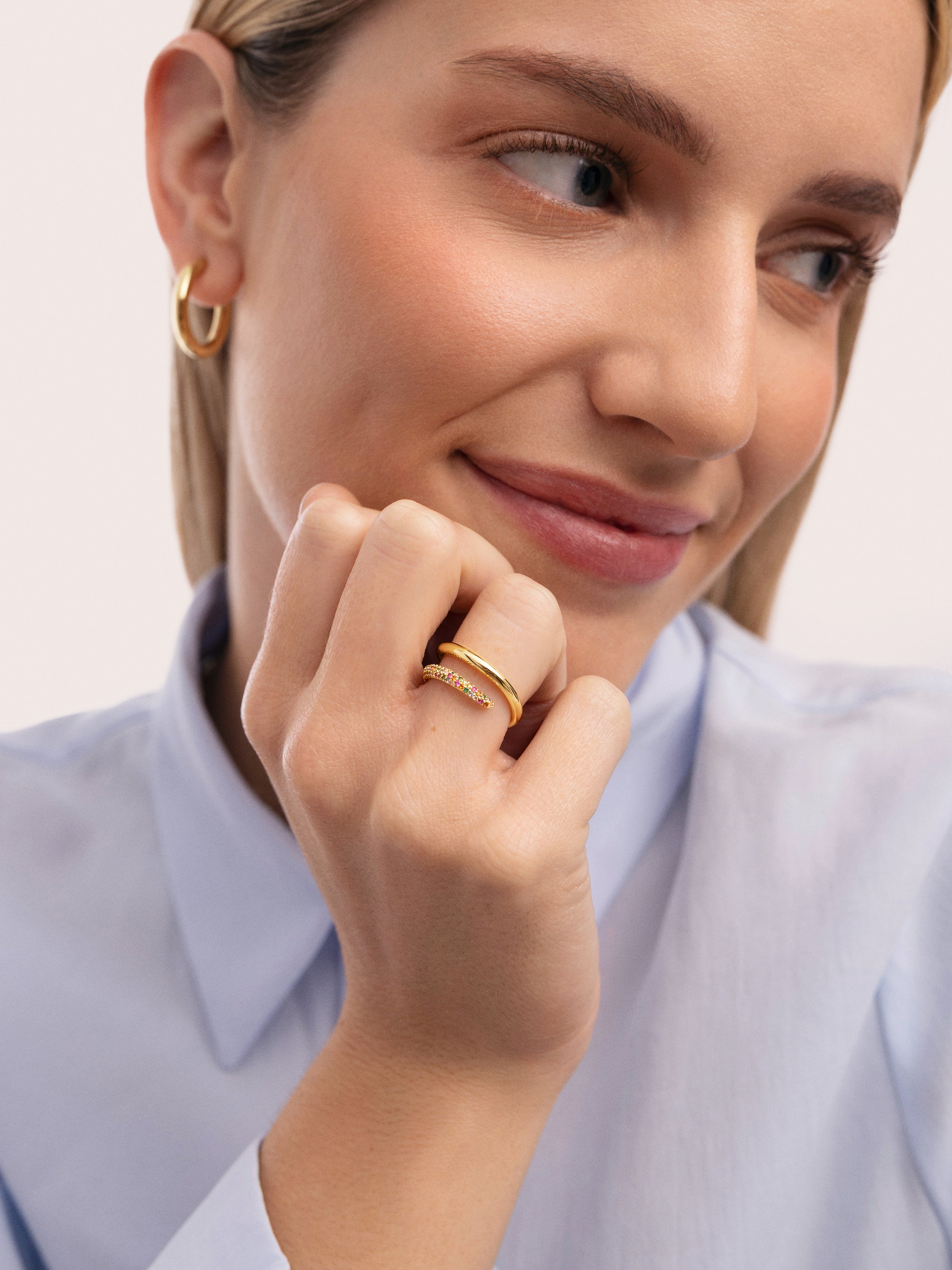 Anillo Doble Scarlett Dance Baño Oro